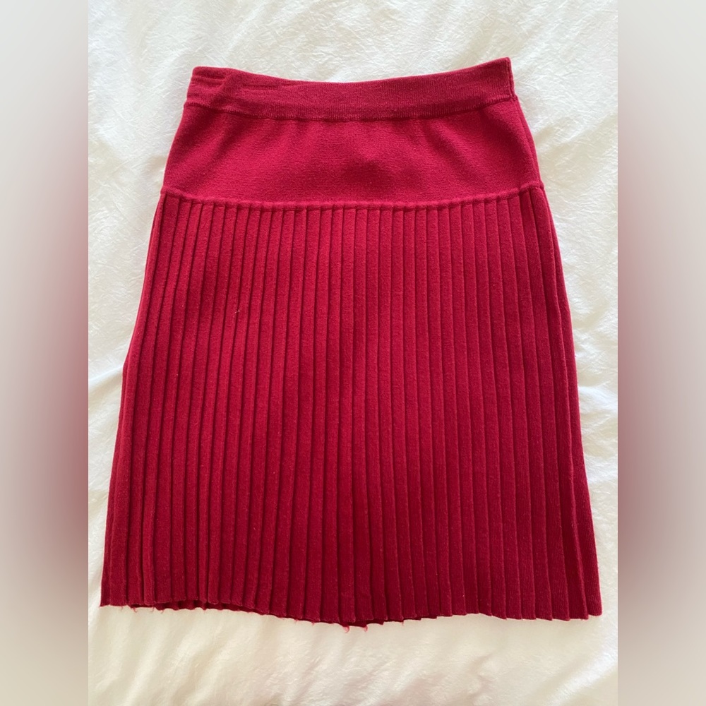 Petite sophisticate red pleated skirt